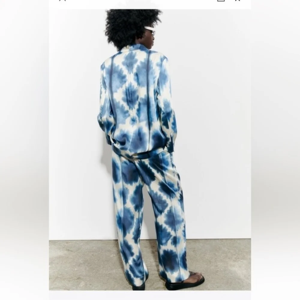 NWT Zara Tie-Dye Satin Look Wide Leg Trousers Size Large Festival Coachella - Picture 2 of 11
